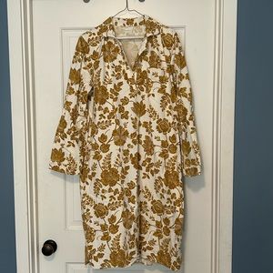 Gold and white flannel nightgown